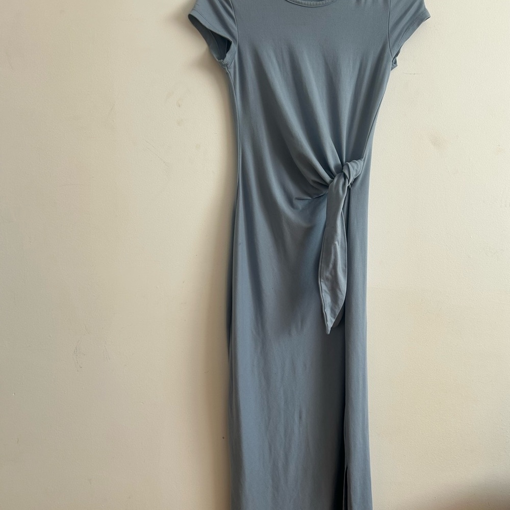 Elegant Blue Tie-Front Dress